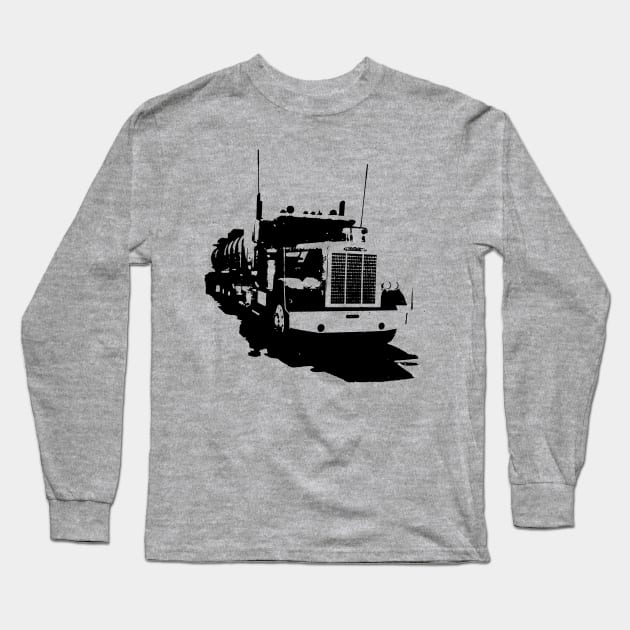 Freightliner classic 1980s big rig truck monoblock black Long Sleeve T-Shirt by soitwouldseem